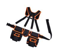 DOUDINGMAO Heavy Duty Adjustable Carpenters Tool Belt with Multi Pockets Pouches and Reinforced Suspenders for Construction Work