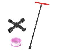 DOUDINGMAO Heavy Duty Water Meter Wrench 4 Way Heavy Duty Underground Stop Waste Reinforced Steel T Handle Accessories