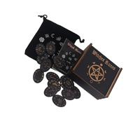 DOUDINGMAO Portable Ancient Runes Carving with 24 Mystical Symbols and Guide Manual Suitable for Meditations Accessories Collector ' s Runes Set with Storage