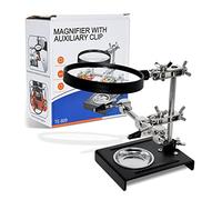 DOUDINGMAO Upgraded Helping Hands Magnifier Soldering Station Glass Stand with Auxiliary Clip for Motherboards Repair