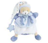 DOUDOU ET COMPAGNIE - Bear Petit Chou - Hand Puppet Soft Toy - Size 28 cm - Blue/White - Very Soft - For Children of All Ages - Gift Idea for Birth/Baby - DC3081