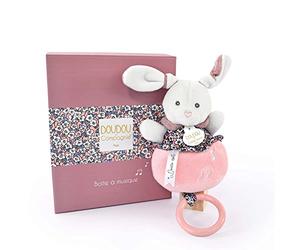 Doudou et Compagnie - Boh'aime - Pink Rabbit Music Box - 20cm - Birth Gift - Beautiful Gift Box - DC4028