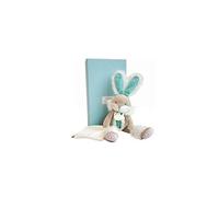 Doudou et Compagnie DC3487 Almond Sugar Rabbit Pantin with Blanket Turquoise