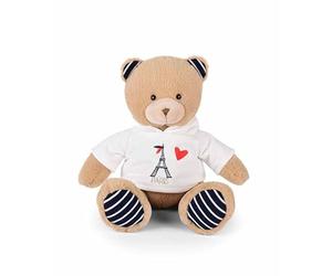 Doudou et Compagnie - Eiffel Tower Sweatshirt Teddy Bear - 28 cm - Amour de Paris Collection - Embroidered French Spirit Design - Cuddly Soft Toy - Souvenir Gift Idea for Children and Adults - SP4289