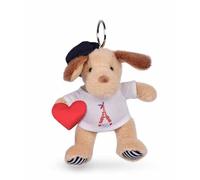 DOUDOU ET COMPAGNIE - SP4284 Parisian Dog Plush Keyring with Eiffel Tower T-Shirt and Beret - 14 cm - Love of Paris Collection - Souvenir Gift Idea for Children and Adults Paris Fans