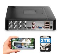 Douevo 8 Channel 5MP CCTV DVR Recorder, H.265+ Security 8CH Surveillance Digital Video Recorder with 2TB Hard Drive, Hybrid 5-in-1(TVI/AHD/CVI/CVBS/IPC) Wired DVR for Security Camera, Remote Access