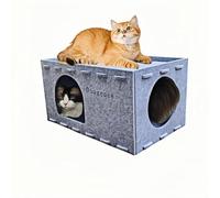 Dougepce Cat House for Indoor Cats，Cat Cave Bed for Multiple Cats up to 22lbs 2-Story Large Play and Sleep Cats House Scratch Resistant Peekaboo Cat Caves(Grey)