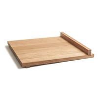 Dough and oak work board side by side