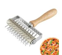 Dough Docker Roller - Wood | Dough Roller | Doughs Docker | Pizza Pin Puncher with Stainless Steel Spikes for Home Commercial Kitchen Pastry Doughs Tool, Pizza Restaurant Supplies