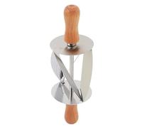 Dough Roller Cutter - Triangular cro issant shaping tool, steel blade, manual baking preparation solution, dough divider with wooden handle for use in the kitchen at home and outdoors, 7.87 x 2.36 x
