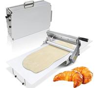 Dough Roller Machine, Manual Sheeter for Pastry, Compact and Foldable Design, Stainless Steel, Adjustable Thickness for Perfect Rolling