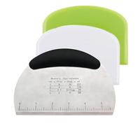 Dough Scraper, 3 Pcs Pastry Pizza Cutter Chopper with Handle and Measuring Scale, Stainless Steel