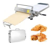 Dough Sheeter, Hand-Cranked Stainless Steel Pastry Roller, Adjustable Thickness for Icing, Marzipan & Puff Pastry, Commercial Folding Machine