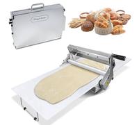 Dough Sheeter Machine, Manual Foldable Pastry Roller, Adjustable Thickness 0-20mm, Stainless Steel for Commercial and Home Use