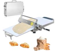 Dough Sheeter Machine, Manual Foldable Stainless Steel Roller for Puff Pastry, Adjustable Thickness Dough Roller for Commercial & Home Use