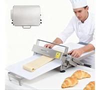 Dough Sheeter Machine, Manual Stainless Steel Pastry Roller with Adjustable Thickness 0.2-25mm for Making Pizza, Croissants, Pastry and Fondant