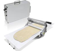Dough Sheeter Machine, Manual Stainless Steel Roller for Bakery & Pizza, Adjustable Thickness 2.5-25mm, Foldable Design for Home and Commercial Use