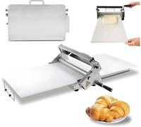 Dough Sheeter Machine - Stainless Steel, Adjustable Thickness 2.5-25mm, Foldable Pastry Roller for Bakery, Pizza, Croissant, Large Board 23.6 * 11.8in / 35.4 * 15.8in