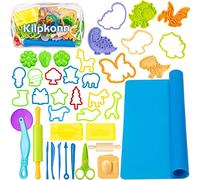 Dough Tools and Cutters for Kids, 41Pcs Dough Accessories Molds, Shape, Scissors, Rolling Pin, Play Mat with Storage Bag, Arts and Crafts Kits Gift for Boys Girls