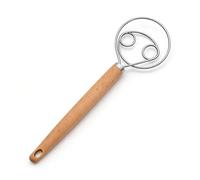 Dough Whisk,Stainless Steel Danish Dough Whisk Mixer Manual Egg Beater Hand Mixing Tool with Wooden Handle for Bread Sourdough Pizza Dough Making Durable Baking Kitchen Accessories for Home Bakers