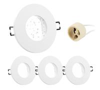 Doughelec 4 x GU10 Aluminium IP65 White Recessed Spotlight Bracket with GU10 Socket 68 mm Waterproof Extra Flat for LED Bathroom 230 V