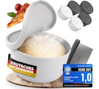 DoughMate Pizza Ball Box with Lid, Set of 6 Including Dough Scraper, Ideal as a Pizza Box, Dough Box, Fermentation Box, for up to 350 g Pizza Dough, Non-Stick Silicone, Freezer and Dishwasher Safe