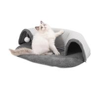 Doughnut Cat Tunnel Bed - Plush Cat Hideout with Cushion and Hanging Toy Ball | Warm, Scratch-Resistant, Spacious Cat Cave for Indoor Kittens Cat, Removable and Washable Interior for the ult