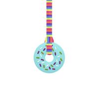 Doughnut Chew Necklace with Lanyard - Blue - for Kids with Autism, Anxiety & ADHD - 100% Food Grade Silicone - Sensory Oojamabobs (6 Lanyard Designs Available) (Pink Stripes)