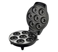 Doughnut Maker Machine, 7 Hole - Stainless Steel Donut Maker, Mini Breakfast Snack Machine for Soft Serve Treats at Home (Black)