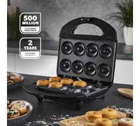 Geepas 750W Doughnut Maker Machine, 8 Hole - Stainless Steel Donut Maker, Non-Stick Doughnut Snack Maker Machine - Makes Crispy Golden Fresh 8 Pcs Of Doughnuts In One Go - 2 Years Warranty