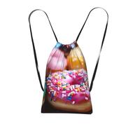 Doughnut Print Drawstring Backpack Foldable String Bag Cinch Bag Beach Bag Travel Backpack Anti Tear Gym Bag