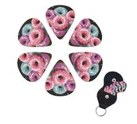 Doughnut Print Guitar Picks 6 Pack with Storage Box Organizer for Custom Guitars for Men Women Guitar Accessory Ukulele for Guitar