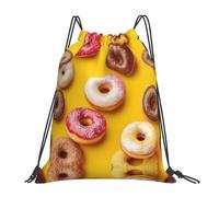 Doughnut Print Unisex Drawstring Bag Lightweight Drawstring Backpack Large Gym Sack For Sports Picnic Hiking