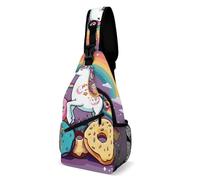 Doughnut Rainbow Sling Bag with Rfid Blocking Causal Mens Crossbody Bag Lightweight Chest Pack Large Man Purse Travel Crossbody Backpack Shoulder Sling Backpack for Hiking Running Cycling