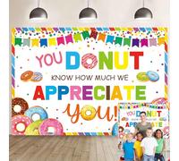 Doughnut Thank You Backdrop You Donut Know How Much We Appreciate You Background Thank You for Staff Employee Teachers Doctor Party Banner Office Decoration Supplies (82x59 inch (7x5FT))