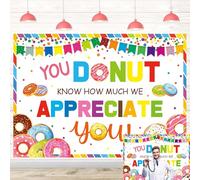 Doughnut Thank You Backdrop You Donut Know How Much We Appreciate You Background Thank You for Staff Employee Teachers Doctor Party Banner Office Decoration Supplies (94X70 inch (8x6FT))
