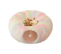 Doughnut Tunnel Bed for Cats, Washable Cat Tunnel Bed with Plush Toy, Foldable, Scratch-Resistant, Round Cat Bed Cave, Cat Toy for Cats, Ferrets, Puppies, Rabbits Anulely