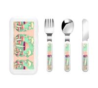 Douglas'S Modern Tartan Portable Kids Utensil Set - Stainless Steel Fork, Spoon & Knife 3-Piece-Set, Easy to Clean, and Perfect for School, Travel, Or Home Use