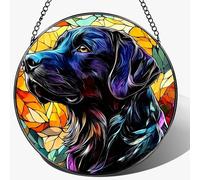 DOUHASU 8″ Stained Glass Window Hanging Ornament, Black Labrador Retriever Stained Glass Suncatcher Ornament, Sun-Catcher Window Decor | Gifts for Dog Lovers, Dog Lover Gift, Pet Lover Gift