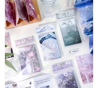 Doukado 120 Sheets Aesthetic Landscape Memo Pads, 2.6x4.1 Cinematic Scenery Scrapbooking Supplies, 4 Packs Modern Nature Note Paper for Junk Journaling, DIY Collage & Creative Planning