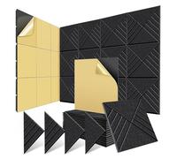 Doumneou 12 Pack Self Adhesive Acoustic Panels 12X12X0.4Inch, Soundproof Wall Panels for Noise Absorbing Black Easy Install