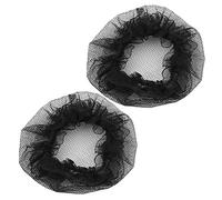 Doumneou 2 Pcs Nylon Mesh Stretchy Bun Hair Covers Hairnet Black for