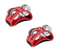Doumneou 2PCS Foot Tambourine Percussion, Musical Instrument Percussion Pedal with Steel Jingle Bells - Red Easy Install Easy to Use