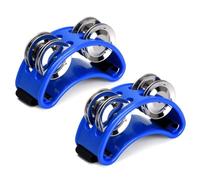 Doumneou 2PCS Foot Tambourine Percussion, Musical Instrument Percussion Pedal with Steel Jingle Bells - Blue