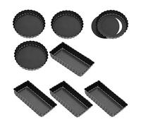 Doumneou 8 x Series Non-Stick Quiche Moulds (Rounds and Rectangular) with Removable Base, Fluted Mould for Cooking Fruit