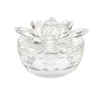 Dounx Crystal Jewelry Box for Women, Small Glass Trinket Jar with Lid, Clear Lotus Flower Storage Holder, Elegant Organizer Dish for Ring, Earrings, Necklace, Decorative Gift for Vanity (Transparent)