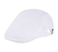 Douoiussluka Mens Breathable Mesh Summer Duckbill Hat Newsboy Beret Ivy Cap Cabbie Flat Soft, White