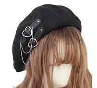 Douoiussluka Sweet Cool Punk Beret Hat Cute Girls Heart Buckle JK Hat Japanese Beanie JK Hat Kawaii Preppy Style Girl Beret