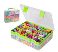 Douorgan Toy Storage Organizer for Lego Stackable Organizer Bins Portable Organizer Containers Storage Box Plastic Case for Bead Bracelet Making DIY Jewelry Nail Charms (Green)