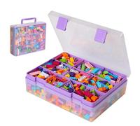 Douorgan Toy Storage Organizer for Lego Stackable Organizer Bins Portable Organizer Containers Storage Box Plastic Case for Bead Bracelet Making DIY Jewelry Nail Charms (Purple)